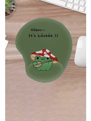 Karmat Opsss, Its Locked, Komik Kurbağa, Yeşil Bilek Destekli Mouse Pad, Bilgisayar Faresi Aksesuarı, Bilgisayar Oyunu Faresi Aksesuarı