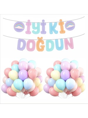 Makaron Balon (5ınc ve 12 Inc) +Banner Seti