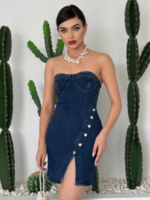 Defy Moda Nerg Düğme Detaylı Elbise