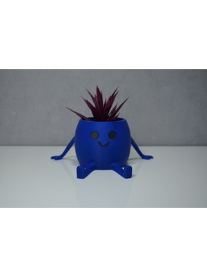 3D Oturan Mini Saksı Lacivert