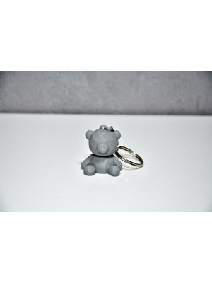 Kristal Desenli Ayıcık Anahtarlık Açık Gri