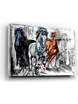 Marsilyan Koşan Atlar Cam Tablo
