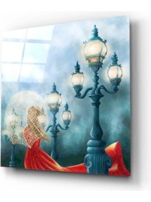 Sokak Lambası Cam Tablo 50 x 50  cm