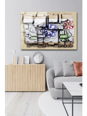 3 Boyutlu Çiçek Cam Tablo Duvar Dekarasyonu