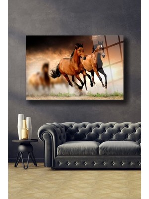 Koşan Atlar Cam Tablo Duvar Dekarasyonu,ev Dekorasyon,duvar Tablosu,ev Hediyesi