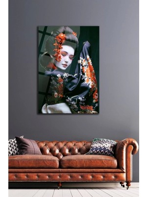 Japon Geysa Cam Tablo Duvar Dekarasyonu