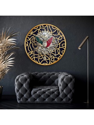 Osmanlı Arması Sanatsal Yuvarlak Cam Tablo