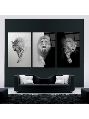 Kaplan ve Aslan Asalet Sanatsal Cam Tablo