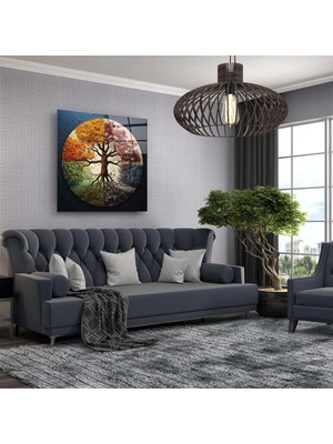 Marsilyan 4 Mevsim Temalı Sanatsal Cam Tablo