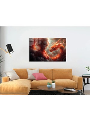 Ateşin Uyanışı Cam Tablo Hediyelik Büyük Tablo Ev Ofis Dekoru