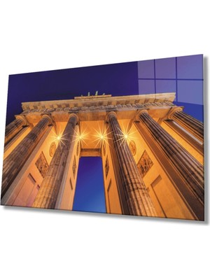 Işıklı Geometrik Bina Cam Tablo, Ev ve Ofis Duvar Dekoru Hediyelik Büyük Tablo Dayanıklı Cam