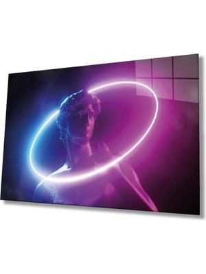 Marsilyan Soyut Neon Tarzı Heykel Cam Tablo, Ev ve Ofis Duvar Dekoru Hediyelik Büyük Tablo Dayanıklı Cam