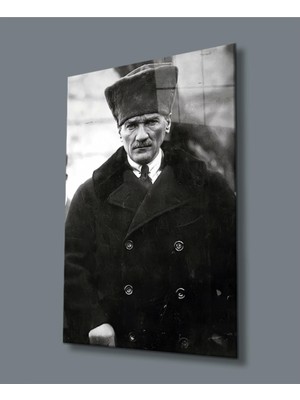 Marsilyan Atatürk Portresi Uv Baskılı Cam Tablo, Ev ve Ofis Duvar Dekoru Hediyelik