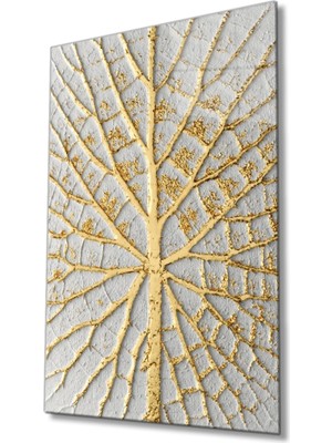 Soyut Beyaz Altın Ağaç Cam Tablo, Ev ve Ofis Duvar Dekoru, Hediyelik Büyük Temperli 4 mm Cam Tablo