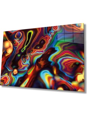 Renkli Soyut Cam Tablo, Ev ve Ofis Duvar Dekoru, Hediyelik Büyük Temperli 4 mm Cam Tablo