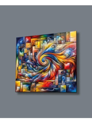 Marsilyan Renklerin Senfonisi Soyut Harmoni Cam Tablo Hediyelik Büyük Tablo Ev Ofis Dekoru