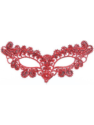 Kırmızı Dantel Masquerade Parti Maskesi 6 No