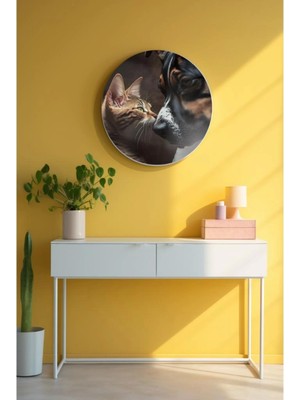 Yuvarlak Sanatsal, Dekoratif Baskı Cam Tablo 205