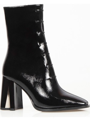 Nemesis Shoes Fermuarlı Topuklu Kadın Bot Siyah
