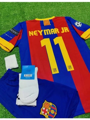 Neymar Jr Barcelona.1 Çocuk Futbol Alt-Üst Takım T-Shrt +Şort+Çorap+Bileklik