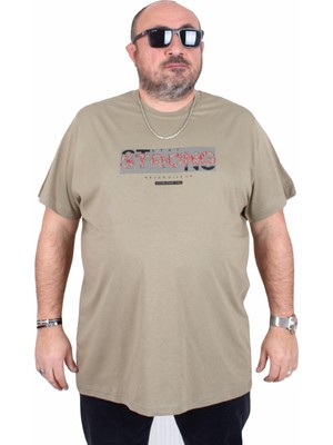 Moc Grande Erkek Büyük Beden Sıfır Yaka Tişört Strong 25167 Hakı