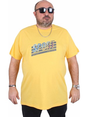 Moc Grande Erkek Büyük Beden Sıfır Yaka Tişört Sport 25162 Sarı