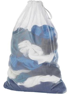 ( 2 Adet ) Büyük Boy Ipli Çamaşır Yıkama Files, Torbası, Perde Yıkama Filesi( 60 CMX80CM )