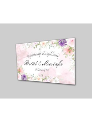 Marsilyan- Düğün Nişan Hoşgeldiniz Cam Tablo