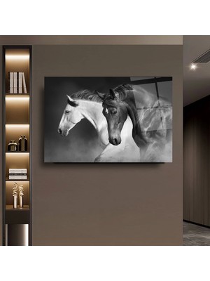 Asil Atlar Sanatsal Cam Tablo