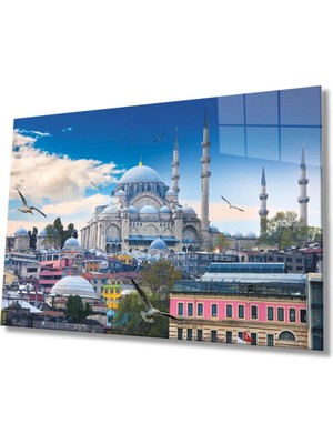 Istanbul Cami Manzara 4mm Dayanıklı Cam Tablo , Hediye