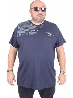 Starbattal Erkek Büyük Beden Sıfır Yaka Tişört Want 25160 Lacıvert