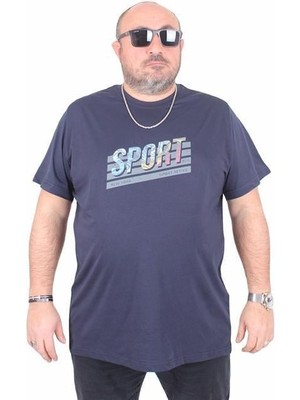 Starbattal Erkek Büyük Beden Sıfır Yaka Tişört Sport 25162 Lacıvert