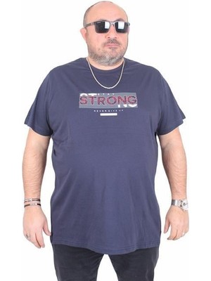 Starbattal Erkek Büyük Beden Sıfır Yaka Tişört Strong 25167 Lacıvert