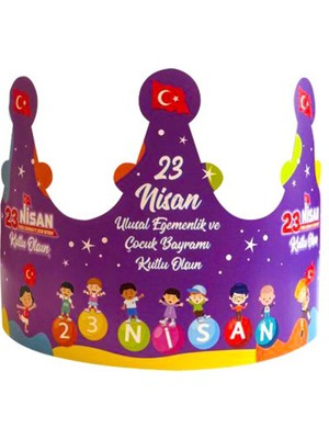 Deko Gonya 23 Nisan Temalı Karton Taç - 50 Adet