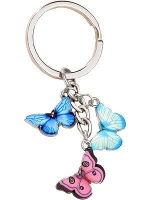 Gampus 3'lü Tatlı Kelebekler Anahtarlık Zarif ve Şık Anahtarlık 2 Adet