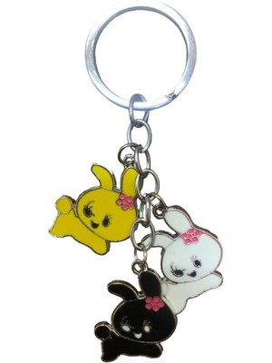 Gampus 3 Adet Yavru Tavşan Tatlı Renkli Tavşanlardan Oluşan Anahtarlık Süs