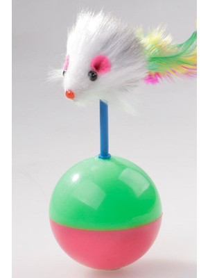 Gampus Kedi Oyun Topu, Tüylü Fareli Hacı Yatmaz, Yere Düşmeyen Eğlenceli Kedi Oyuncağı