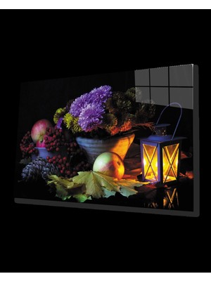 Marsilyan- Çiçekler Mum Natürmort Cam Tablo