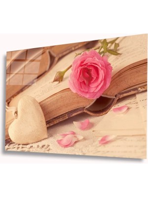 Marsilyan- Kalp,kitap ve Gül Cam Tablo