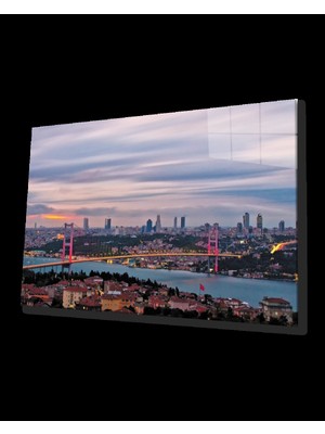 Marsilyan- Istanbul Gün Batımı Boğaz Köprü Manzaralı  Cam Tablo