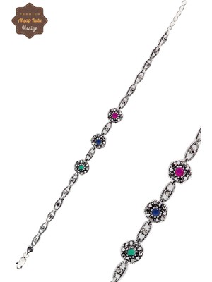 Midyat Nurtaş Gümüş Sıra Taşlı Papatya Model Markazit Kadın Gümüş Bileklik 201023818