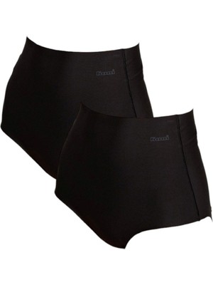 Kadın Mikro Kumaş Siyah 2'li Dikişsiz Yüksek Bel Külot QR.K1SK.K3O.LLK.5NTM.D