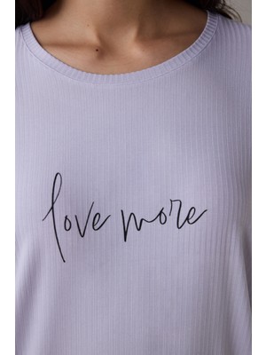 Penti Love More Tişört Lila Pijama Üstü
