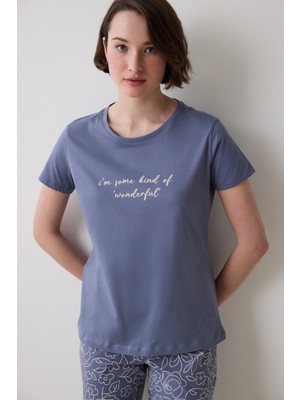 Penti Wonderful Kapri Gri Pamuklu  Pijama Takımı