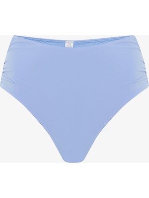 Açık Mavi High Shirred Yüksek Bel Bikini Altı