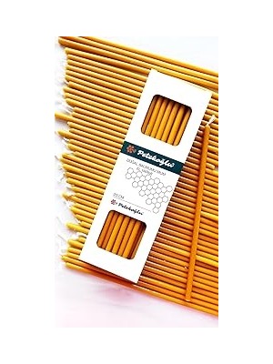 Petekoğlu (40 Adet Sarı) Balmumu Mum Dilek Mumu Doğal Petek Ince Uzun Parti Rituel Doğum Günü Mumu