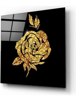 Marsilyan- Altın Gül Cam Tablo 50X50 cm