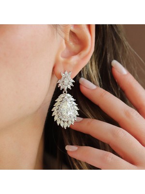 Necati Gün Okyanusun Kalbi Damla Sky Diamond Gümüş Küpe