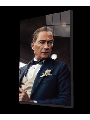 Marsilyan- Yapay Zeka Atatürk Portresi Cam Tablo Ev ve Ofis Duvar Dekoru