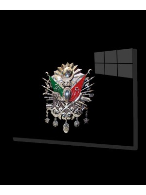 Marsilyan- Osmanlı Arması Tuğrası Cam Tablo Ev ve Ofis Duvar Dekoru